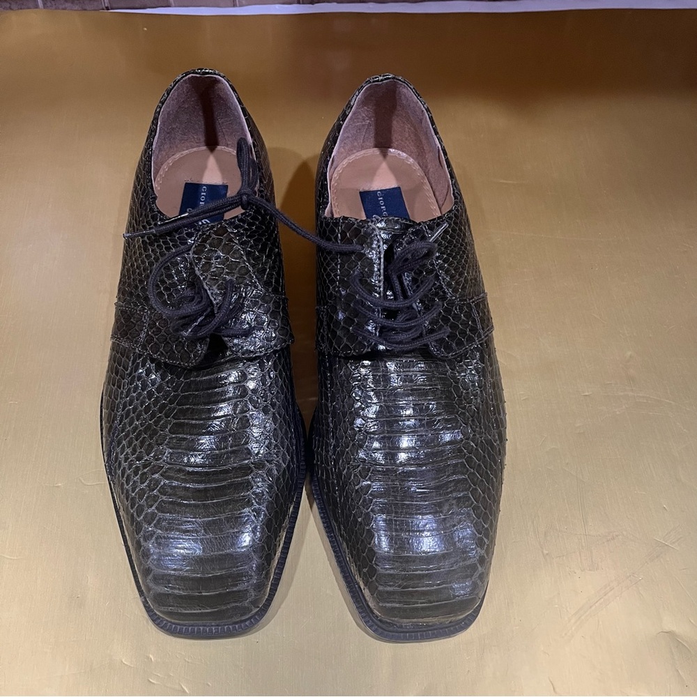Giorgio Brutini Genuine Snake Skin Oxford Shoes. Olive green. 8.5